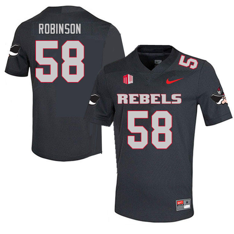 Men #58 Seth Robinson UNLV Rebels College Football Jerseys Sale-Charcoal - Click Image to Close